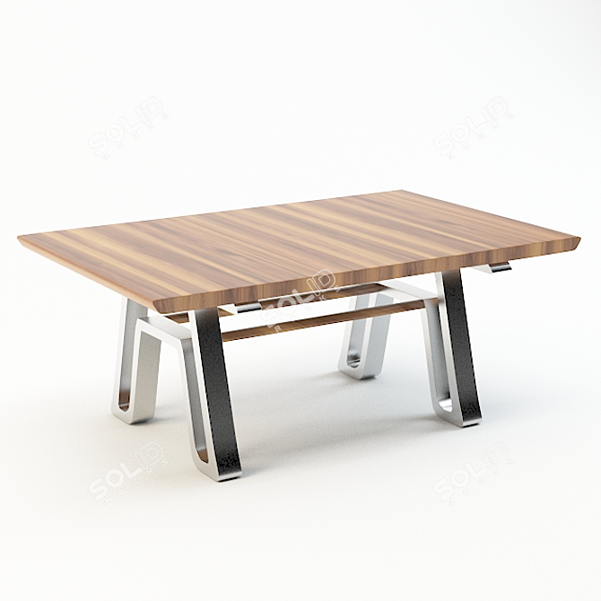 Modern Wood Dining Table with Chrome Legs 3D model image 1