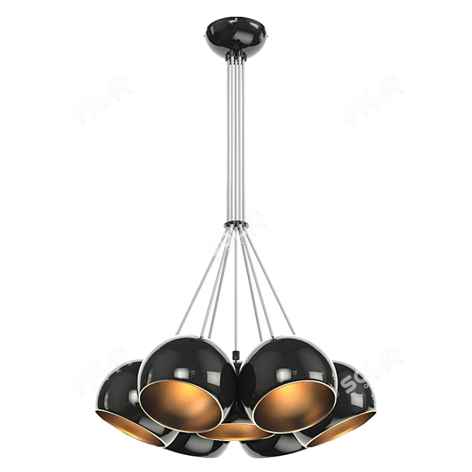 Black and Gold Metal Chandelier: Elegant Lighting from POLAND 3D model image 1