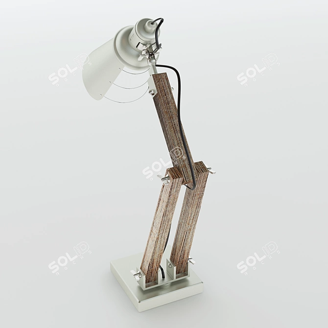 Rustic Industrial Handcrafted Table Lamp 3D model image 2