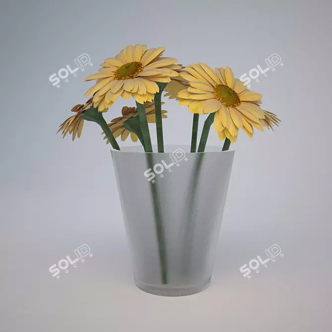 Blooming Gerbera in a Cup 3D model image 1