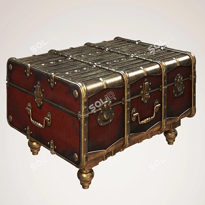 Vintage Treasure Chest 3D model image 1