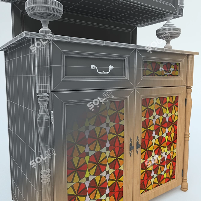 Wooden Glass Insert Sideboard 3D model image 3
