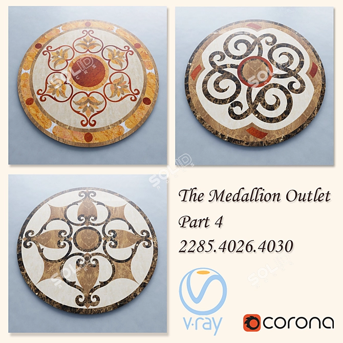 Title: Artistic Medallion Collection: Variety of Colors & Materials 3D model image 1