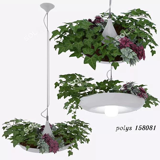 Babylon Plantable Lamp: Innovative Hanging Light 3D model image 1