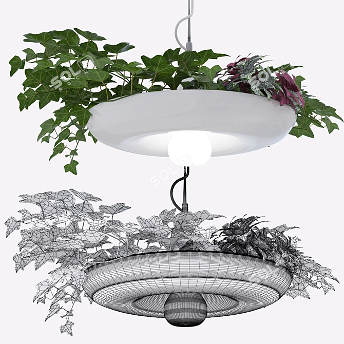 Babylon Plantable Lamp: Innovative Hanging Light 3D model image 3