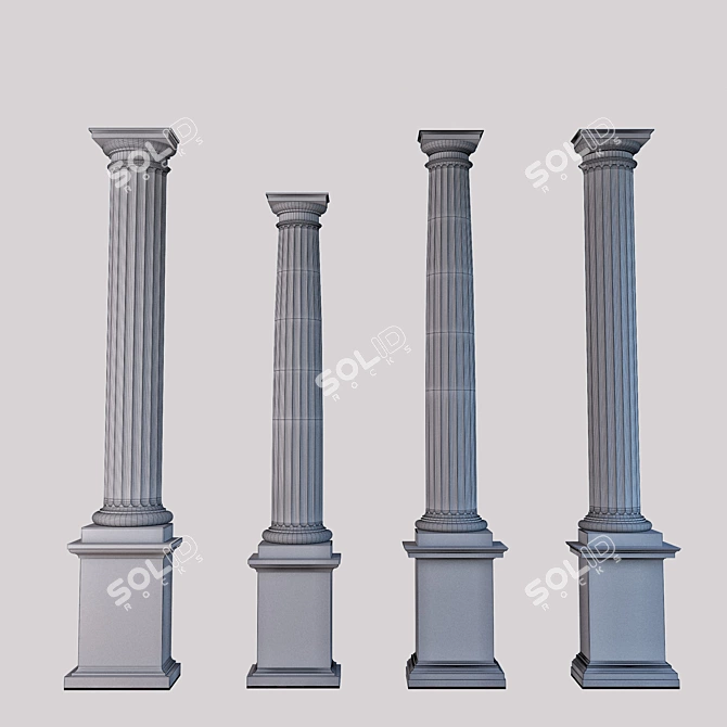 Classic Column with Various Types of Entasis 3D model image 2