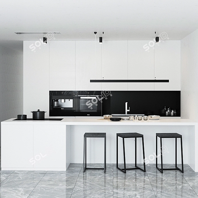 Modern Kitchen Set: Miele Appliances 3D model image 1