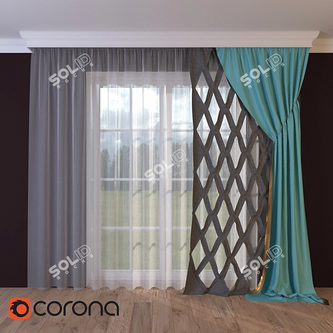 Classic Blind Drapery 3D model image 1