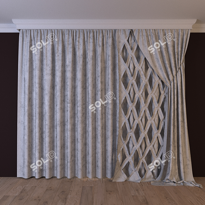 Classic Blind Drapery 3D model image 2