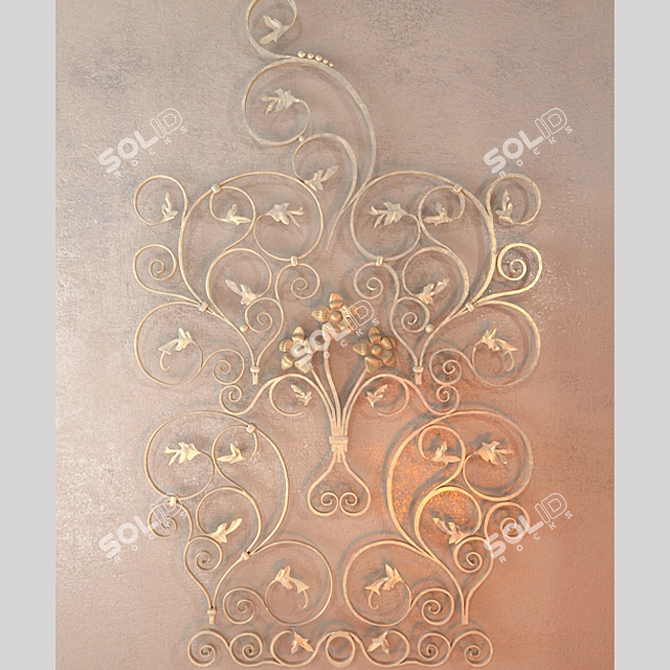 Elegant Classic Wrought Iron Staircase 3D model image 3