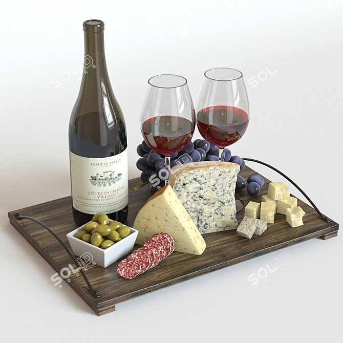 Vibrant Vino and Grape Delight 3D model image 1