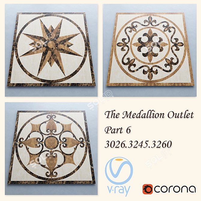 Elegant Marble Medallions - Set of 9 3D model image 1