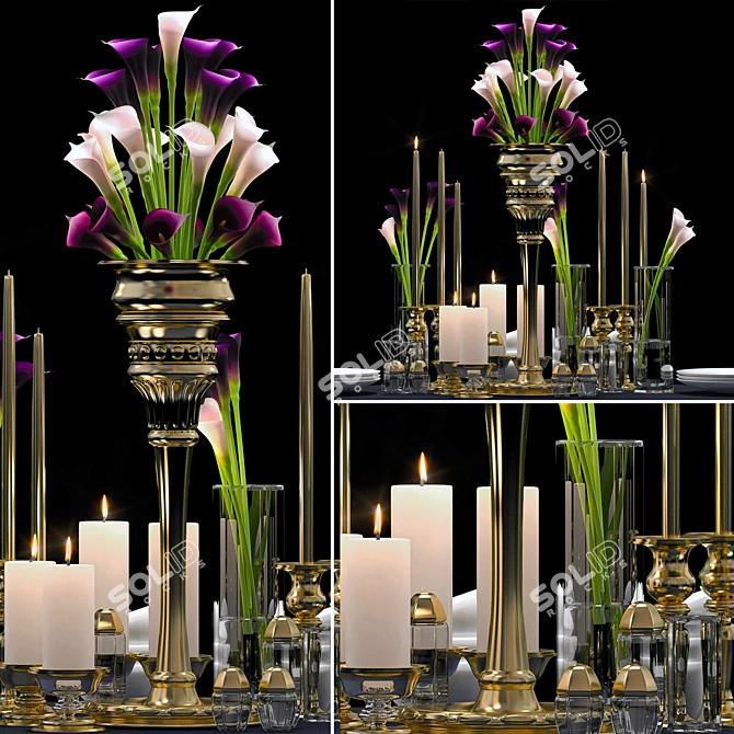 Elegant Floral Vase Collection 3D model image 1