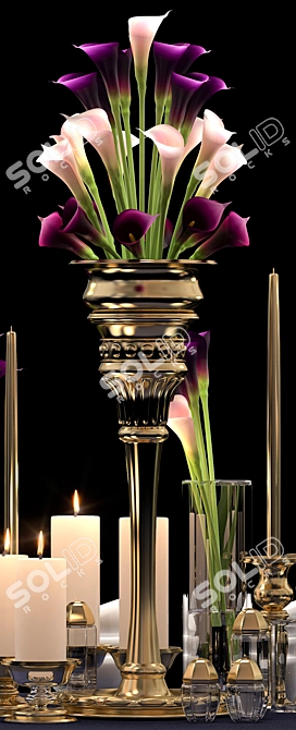 Elegant Floral Vase Collection 3D model image 2