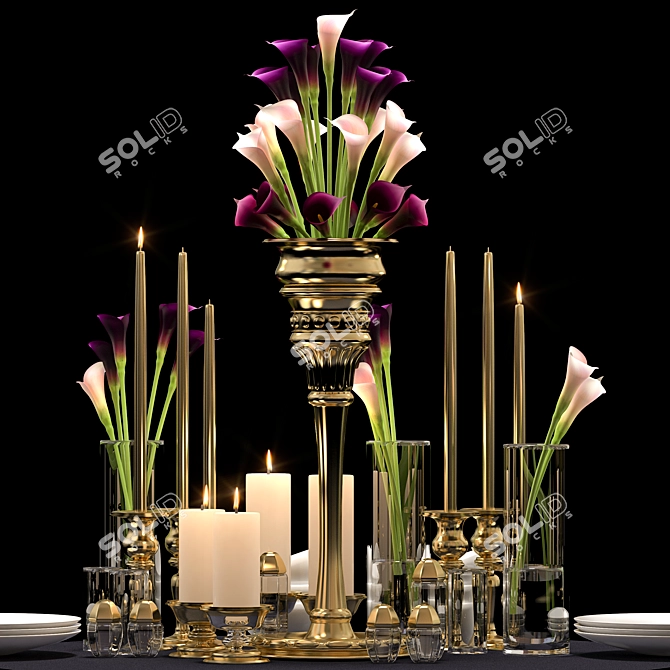 Elegant Floral Vase Collection 3D model image 3