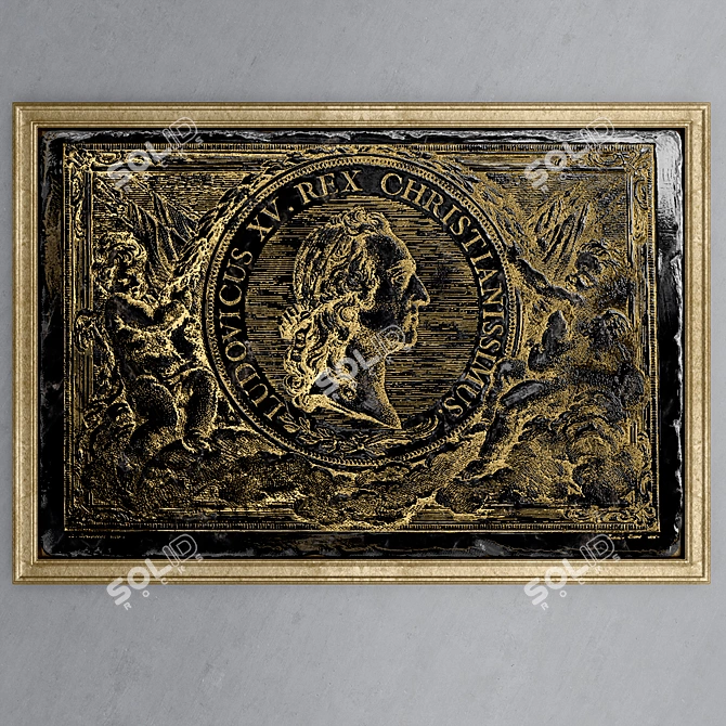 Elegant Gilded Marble Plate 3D model image 1