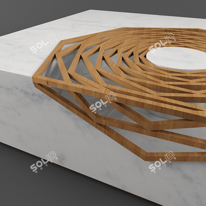 Elegant Octagon Marble and Wood Table 3D model image 2