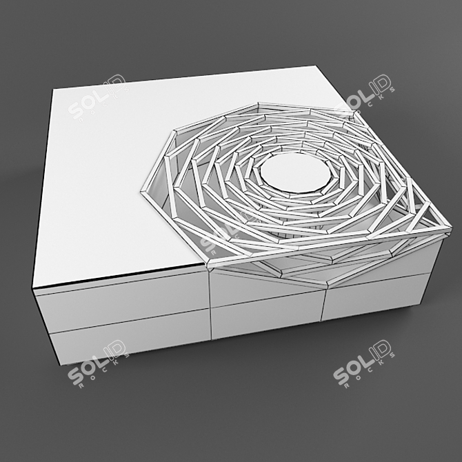 Elegant Octagon Marble and Wood Table 3D model image 3