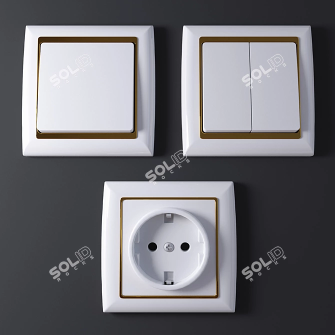 Versatile Socket and Switch Set 3D model image 1