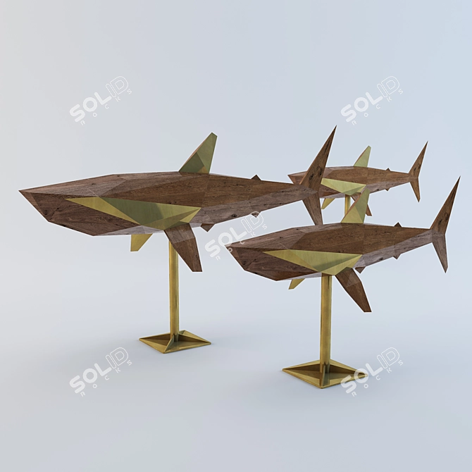Title: Sculptural Shark Trio 3D model image 1