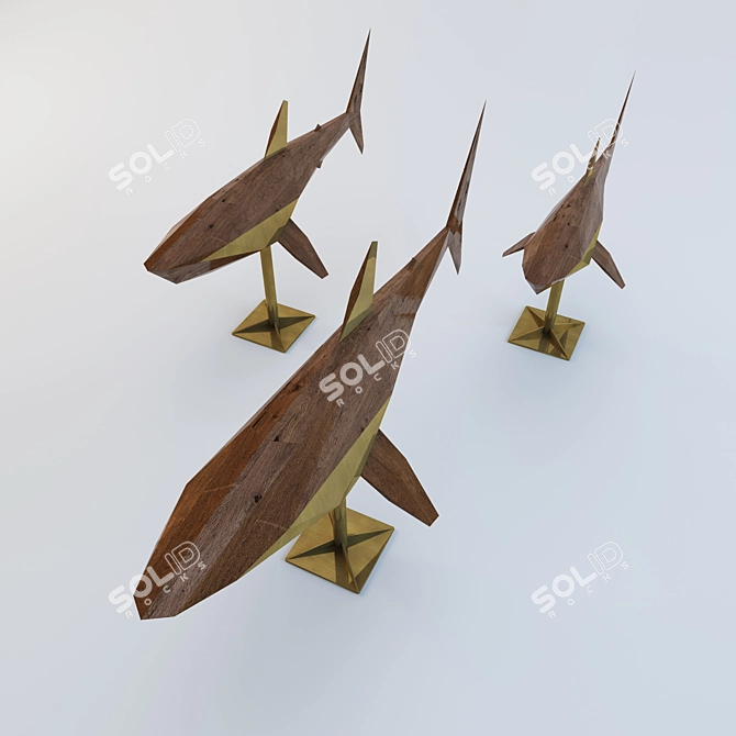 Title: Sculptural Shark Trio 3D model image 2