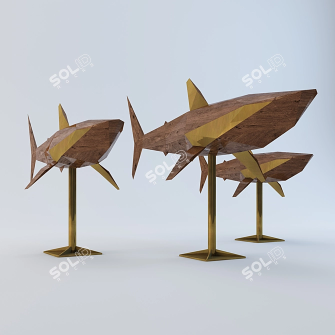 Title: Sculptural Shark Trio 3D model image 3