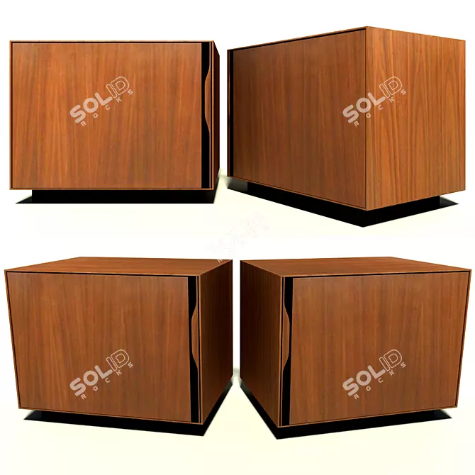 Mid-Century Walnut Nightstands 3D model image 1