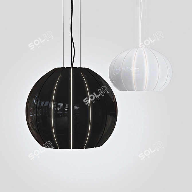 Sleek Circular Pendant Light 3D model image 1