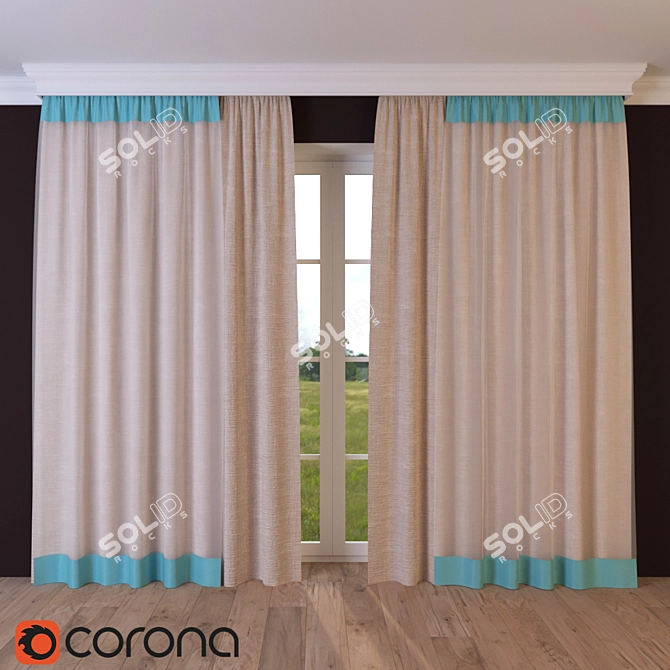 Scandi Blind: Stylish Scandinavian-style Curtain 3D model image 1