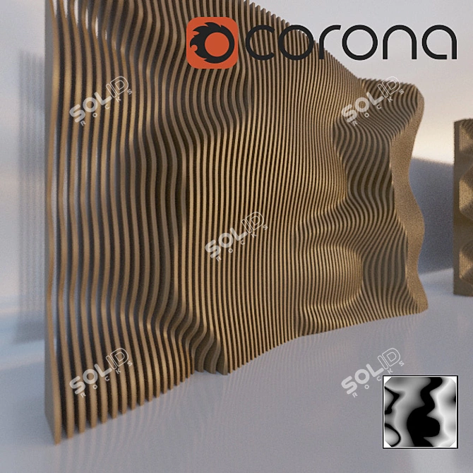 Customizable Wood Wave Panels 3D model image 1