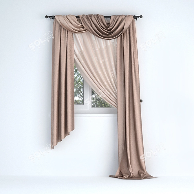 Elegant Satin Curtain – 3D Model 3D model image 1