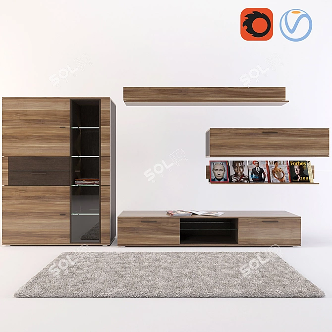 Modern City Living Room Furniture 3D model image 1