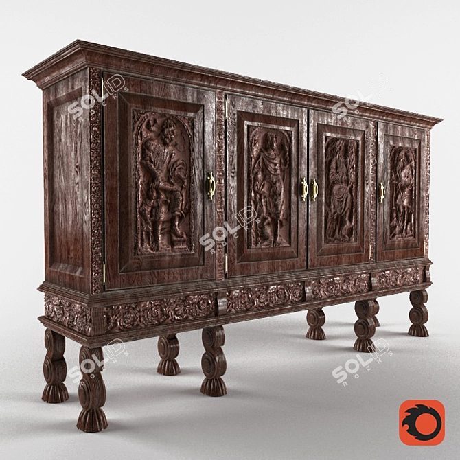 Elegant Renaissance Chest 3D model image 1