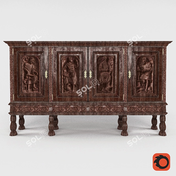 Elegant Renaissance Chest 3D model image 2