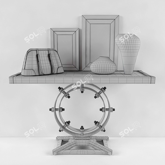 Industrial Ring Console with Decor 3D model image 3