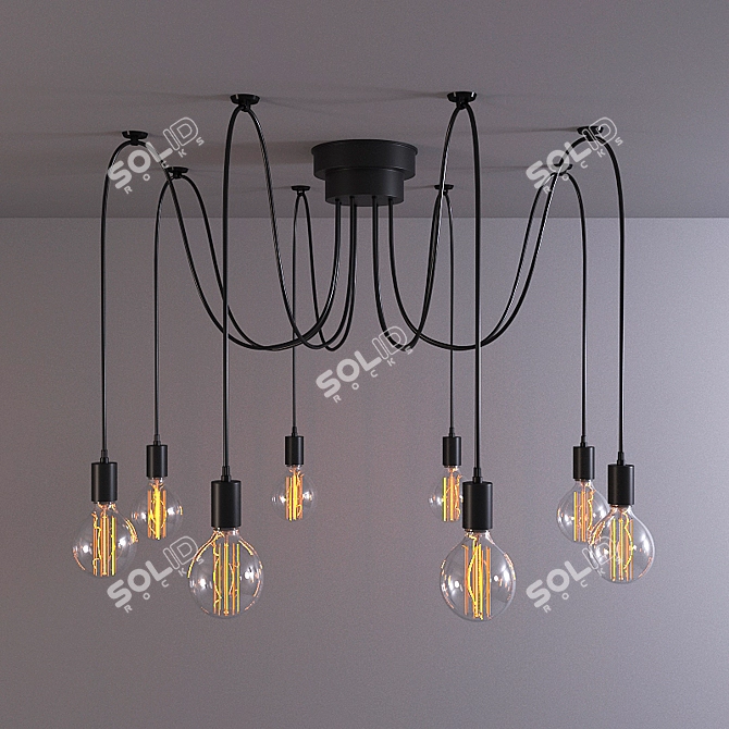 Stylish Pendant Chandelier with Hanging Wires 3D model image 1