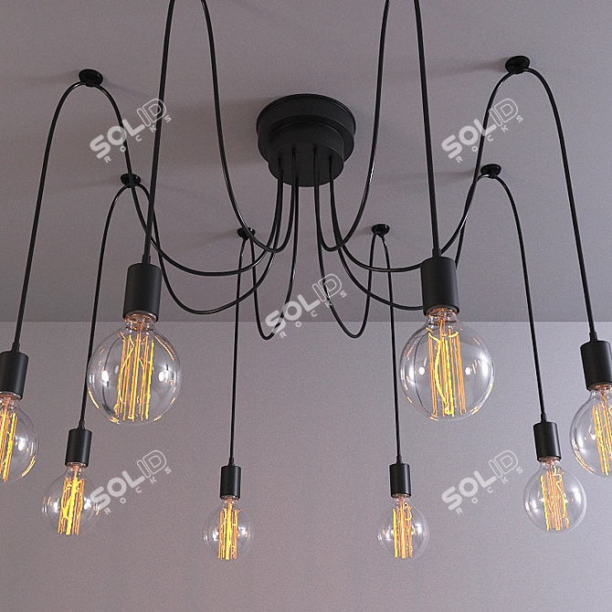 Stylish Pendant Chandelier with Hanging Wires 3D model image 2