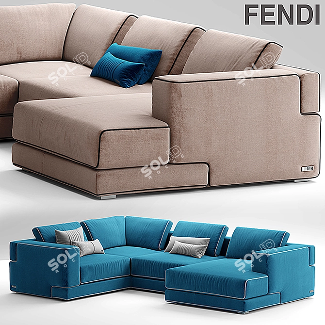 Luxurious Sloane Sofa by Fendi Casa 3D model image 1