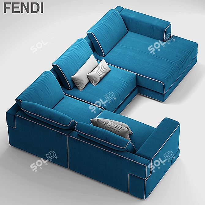 Luxurious Sloane Sofa by Fendi Casa 3D model image 2