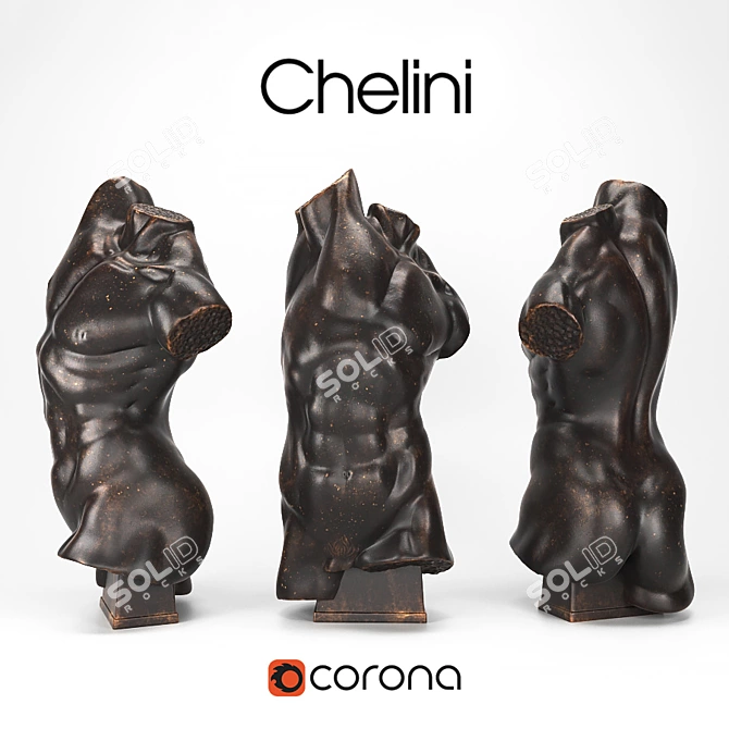 CHELINI Wooden Art Torso 241 3D model image 1