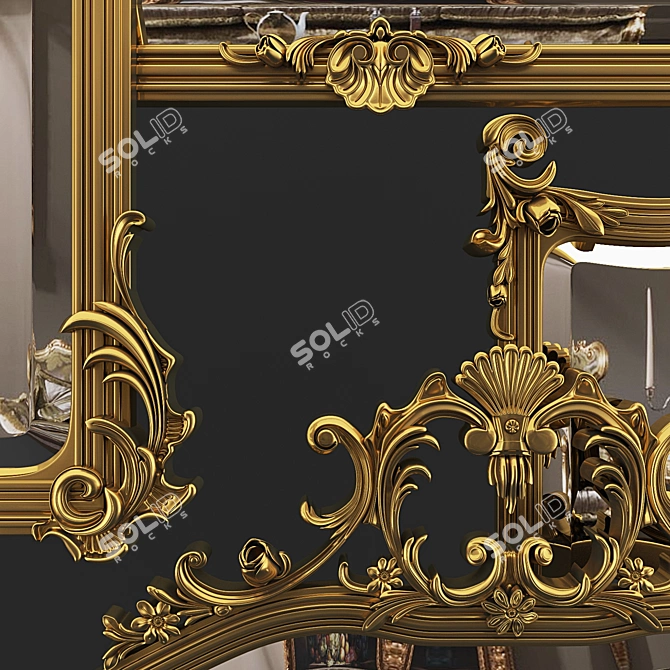 Handcrafted Giltwood Formal Mirror 3D model image 2