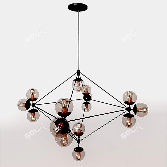 Modern Loft Bola Suspension: Black Metal Frame 3D model image 1