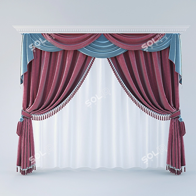 Classic Style Window Curtains 3D model image 1