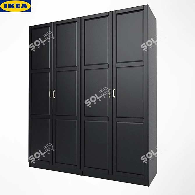 Modern Black-Brown Wardrobe - Paks 3D model image 1