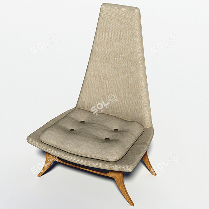 Sleek Mid Century Chair 3D model image 2