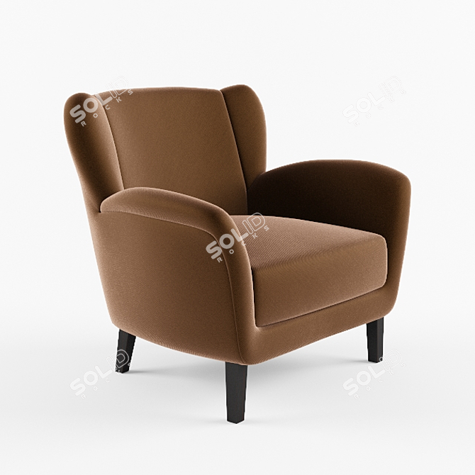 Plush Velvet Armchair by Dada 3D model image 2