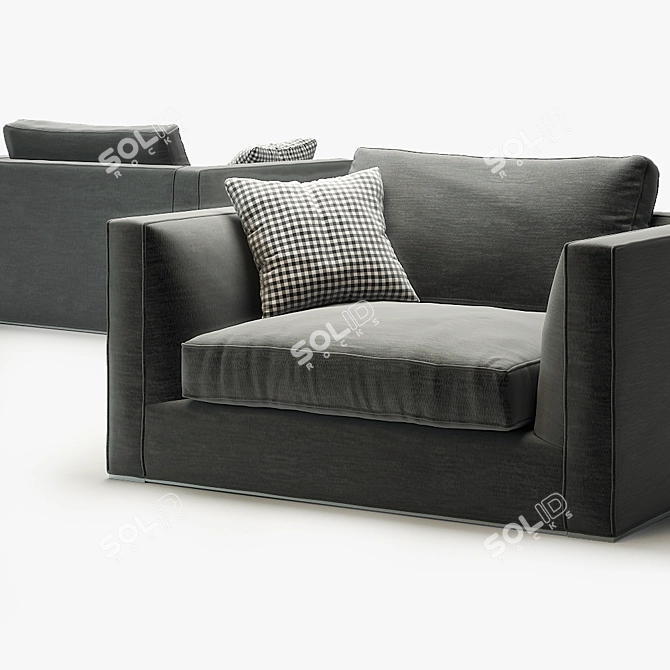 Modern Italian Armchair Richard 3D model image 2