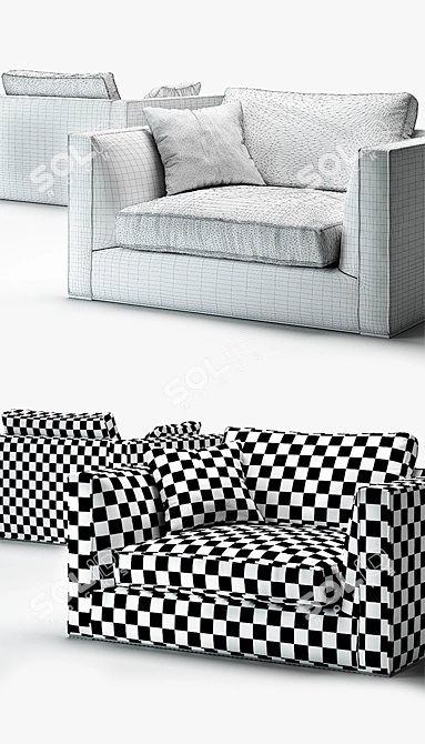 Modern Italian Armchair Richard 3D model image 3