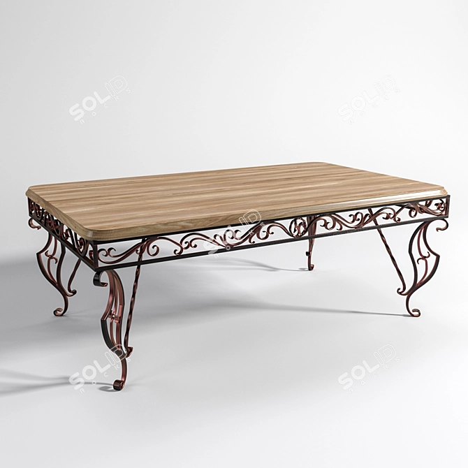 Handcrafted Wooden Table 3D model image 1