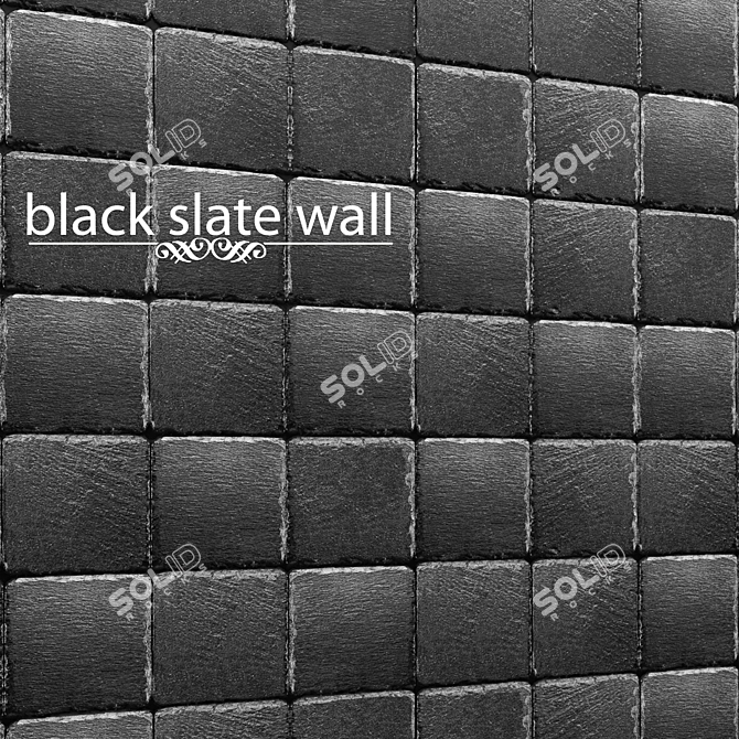 Sleek Black Slate Tiles 3D model image 1